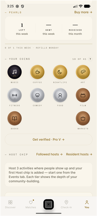 Chip coins minted from real check-ins